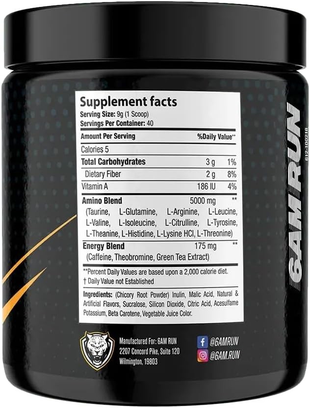 6AM Run Marathon, Pre Workout Powder for Distance Running, High Energy Amino Formula, for Cardio and Stamina, No Jitters, All Natural, Keto, Vegan, Peach Mango Flavor, 40 Servings thumbnail 4