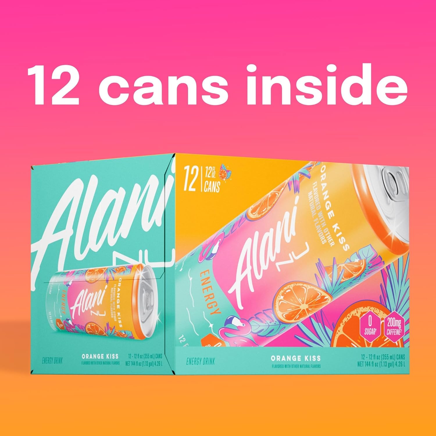 Alani Nu ORANGE KISSSugar Free Low Calorie Energy Drinks | 200mg Caffeine | Biotin B Vitamins | Zero Sugar | 15 Calories | 12 Fl Oz Cans | 12 Pack thumbnail 6