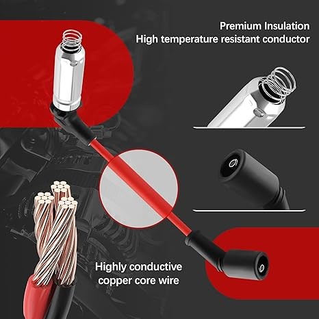 8PCS Spark Plug Wires Set Compatible with GMC Hummer Chevrolet Cadillac,Spark Plugs and Wires Replacement OEM#M8-48322,48322R,Premium Ignition Wire Set Car Accessories thumbnail 4