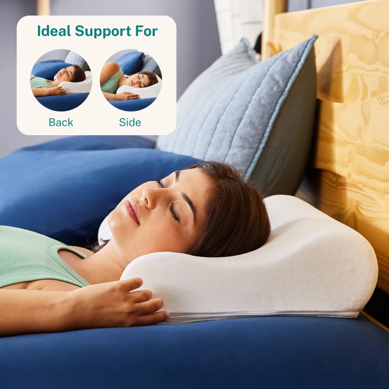 Sleep Innovations Contour Memory Foam Pillow, Standard Size, Cervical Support Pillow for Sleeping, 5-Year Warranty thumbnail 3