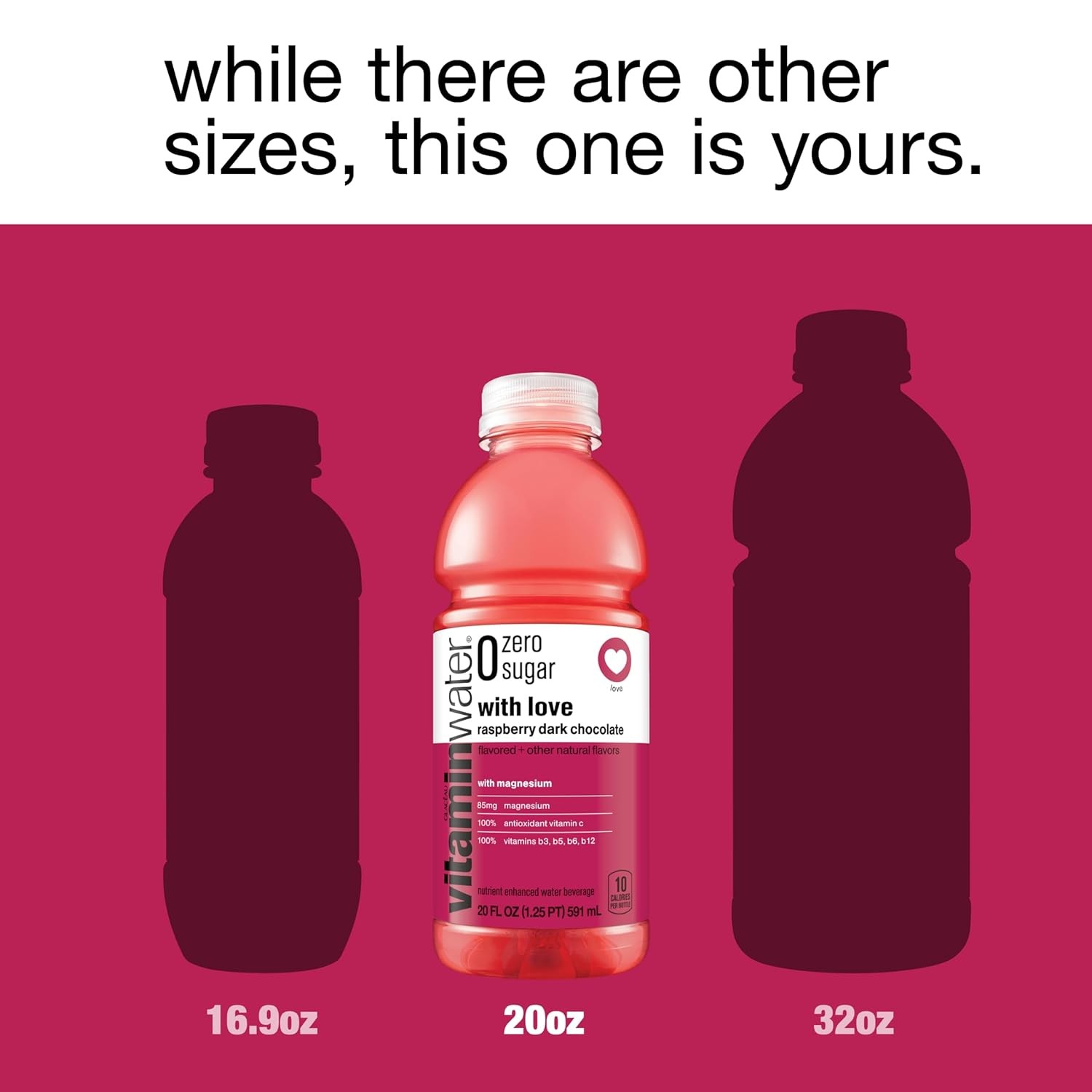 vitaminwater zero with love nutrient enhanced water w/vitamins, raspberry dark chocolate, 20 fl oz, 12 Pack thumbnail 3