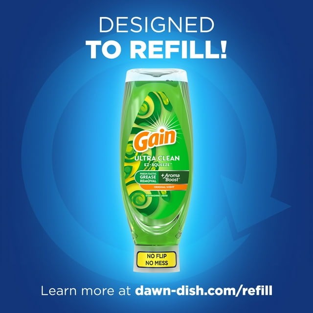 Gain EZ-Squeeze Dishwashing Liquid Dish Soap, Original Scent, 14.70 fl oz thumbnail 3