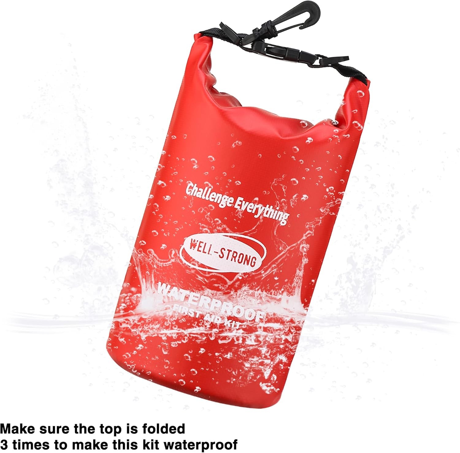 Emergency First Aid Kit for Boating & Marine Safety Waterproof Medical Supplies with Roll Top Design for Fishing, Kayaking Red thumbnail 4