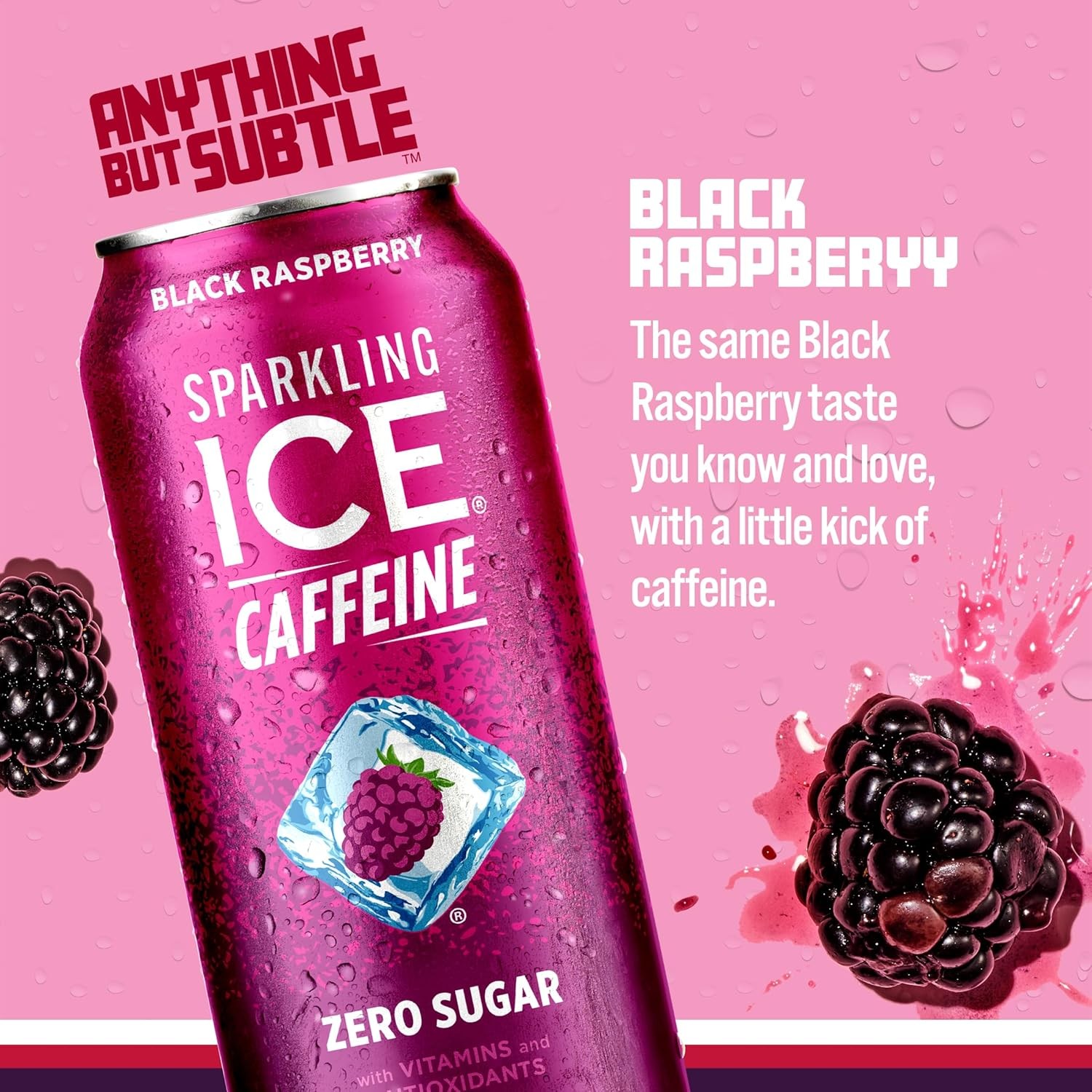 Sparkling Ice, Black Raspberry Sparkling Water, Zero Sugar Flavored Water, with Vitamins and Antioxidants, Low Calorie Beverage, 17 fl oz Bottles (Pack of 12) thumbnail 3
