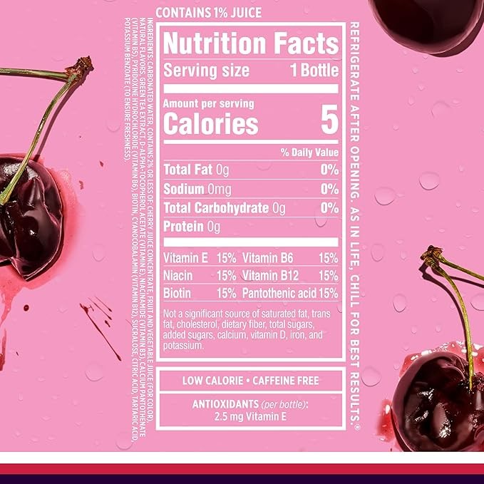 Sparkling Ice, Black Cherry Sparkling Water, Zero Sugar Flavored Water, with Vitamins and Antioxidants, Low Calorie Beverage, 17 fl oz Bottles (Pack of 12) thumbnail 5