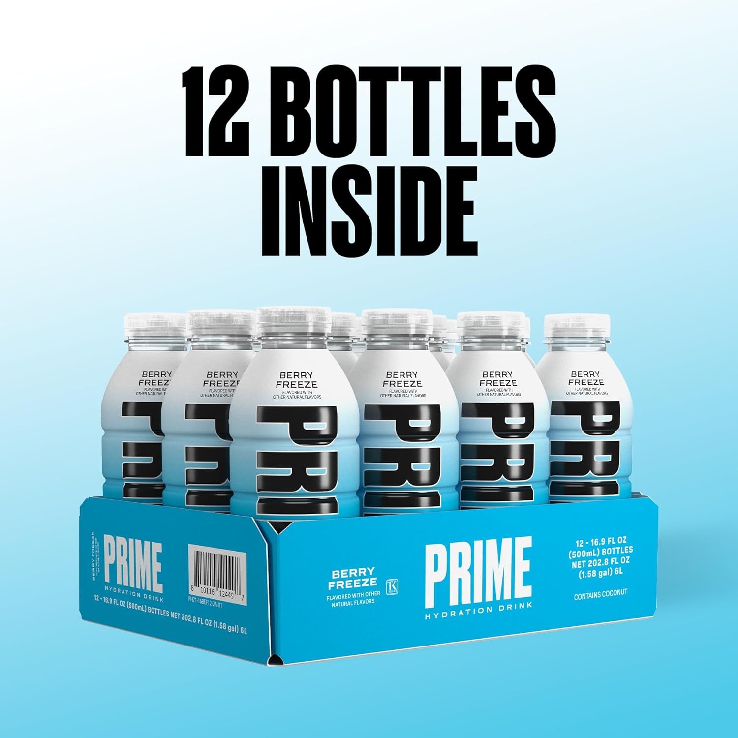 PRIME Hydration BERRY FREEZE, Sports Drinks, Electrolyte Enhanced for Ultimate Hydration, 250mg BCAAs, B Vitamins, Antioxidants, Low Sugar, 16.9 Fl Oz, 12 Pack thumbnail 5