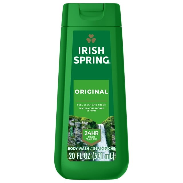 Irish Spring Original Moisturizing Body Wash for Men, 24-Hour Fresh, Face and Body Wash, Menâ€™s Body Wash, Biodegradable Ingredients, Paraben Free, Cool Fresh Scent, 20 fl oz Bottle