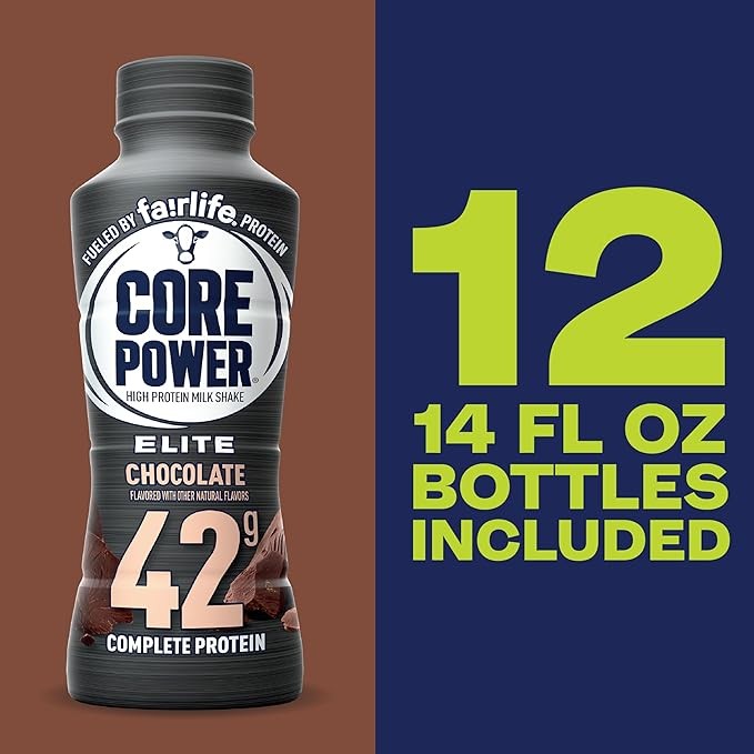 Core Power Elite High Protein Shake, Chocolate, 42g Bottle, 14oz, 12 Pack thumbnail 3