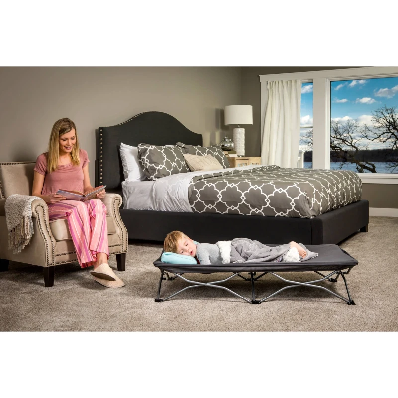 Regalo My CotÂ® Portable Toddler Bed, Gray, Includes Fitted Sheet thumbnail 2