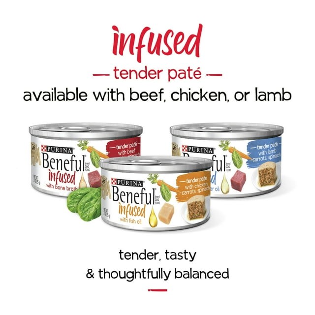 Purina Beneful Infused Wet Dog Food Real Soft Chicken, Beef & Lamb with Veggies, 3 oz Cans (12 Pack) thumbnail 3