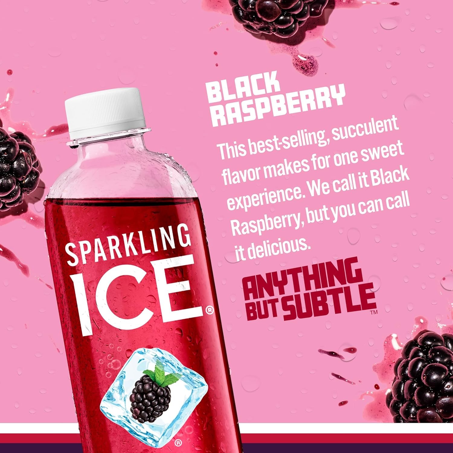 Sparkling Ice, Black Raspberry Sparkling Water, Zero Sugar Flavored Water, with Vitamins and Antioxidants, Low Calorie Beverage, 17 fl oz Bottles (Pack of 12) thumbnail 2