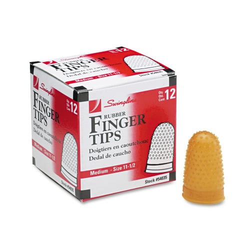 Swingline Rubber Finger Tips, 11 1/2 (Medium), Amber, Dozen (54035) thumbnail 2