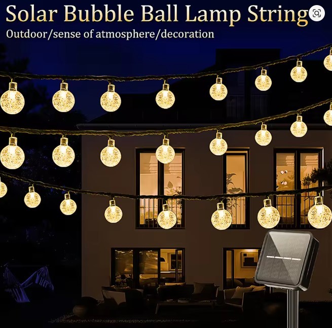 Solar String Lights Outdoor Bubble Ball Lighting String 8 Lighting Modes for Garden Wedding Birthday Holiday Theme Decoration 12M 100LEDS thumbnail 4