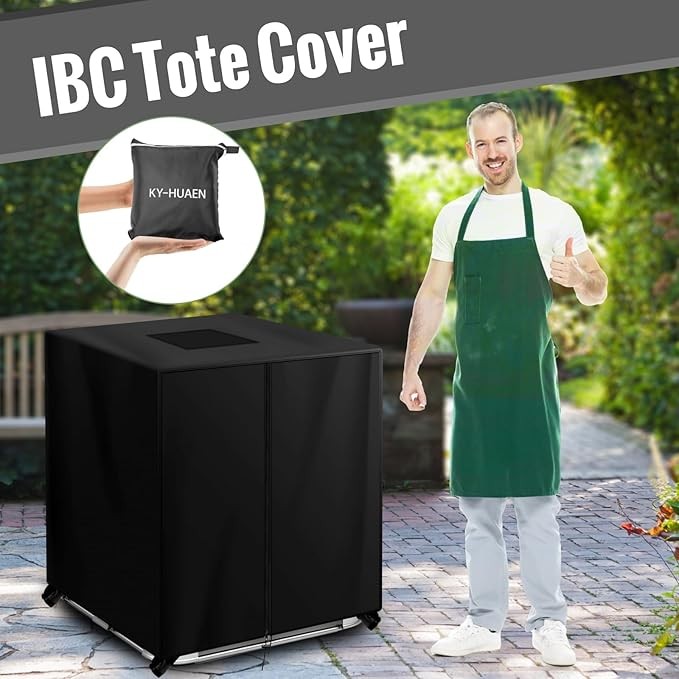 IBC Tote Cover for 330 Gallon ï¼ŒZipper 420D Heavy Waterproof Sunscreen Material Water Tank Cover for 330 Gallon 1250L (Black) thumbnail 5