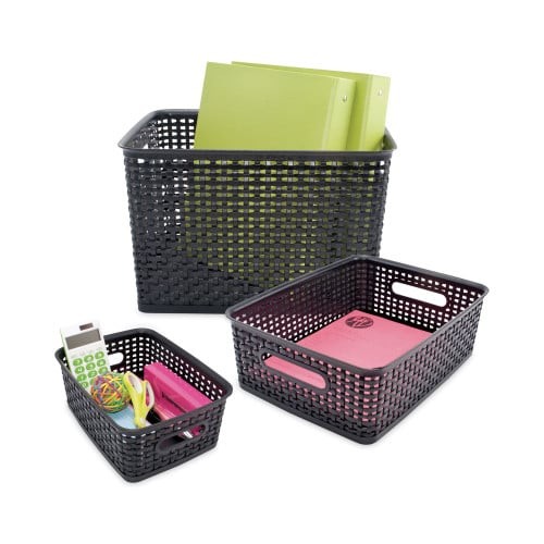 Advantus Weave Bins, 13.63 x 10.75 x 9, Black, 3/Pack (40329) thumbnail 3