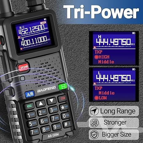 BAOFENG Radio 5RM Ham Radio10W Long Range Handheld AR-5RM Two Way Radio NOAA Weather Receiver Rechargeable Walkie Talkies Longe Range DTMF Copy Frequency 999CH with Type C Charging 2500mAh Battery thumbnail 5