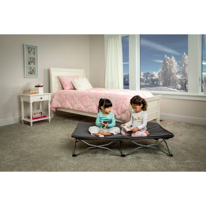 Regalo My CotÂ® Portable Toddler Bed, Gray, Includes Fitted Sheet thumbnail 4