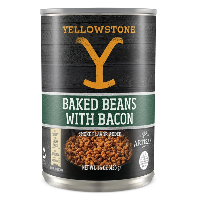 Yellowstone Baked Beans with Bacon, No Allergens, Gluten-Free, Canned Beans, 15 oz. Can.