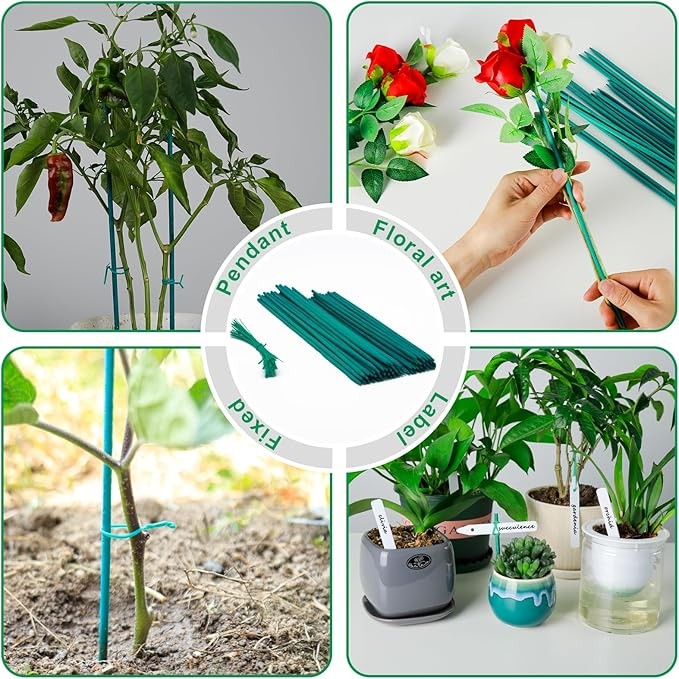 Plant Stakes 50 PCS Garden Green Bamboo Sticks Plant Support Stakes for Indoor and Outdoor Plants, Wooden Sign Posting Flower Pot Garden Stakes(15" 25pcs+17" 25pcs) thumbnail 5