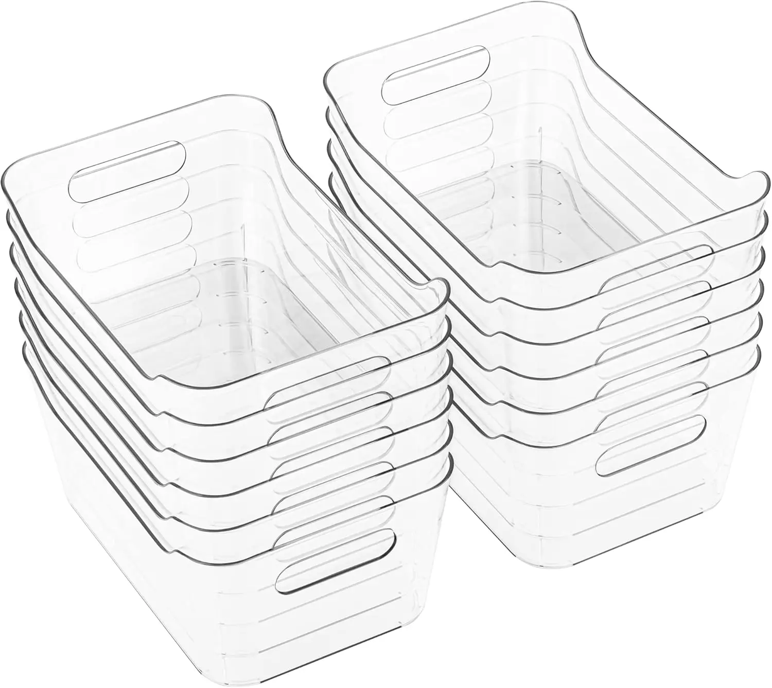 12 Pack Plastic Storage Bins, Multi-Use Organizer Bins, Pantry Organizer, Clear Storage Containers, Bins for Home & Kitchen thumbnail 4