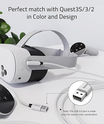 Syntech Link Cable 16FT for PCVR Compatible with Oculus/Quest 3/Meta Quest 3S, Quest2/Pro/Pico 4/Ultra Accessories and PC/SteamVR, High Speed PC Data Transfer, USB 3.0 to USB C Cable for VR Headset thumbnail 4