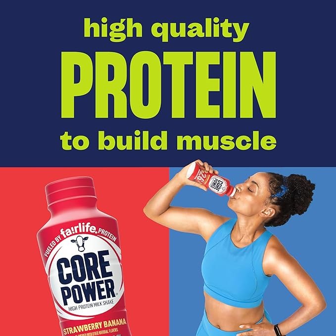 Core Power Protein Shake, Strawberry Banana, 26g Bottle, 14oz, 12 Pack thumbnail 5