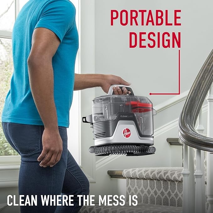 Hoover CleanSlate Plus Portable Carpet + Upholstery Spot Cleaner Machine, Powerful Suction with Versatile Tools, Pet Stain Remover, Car and Auto Detailer, Pair with Hoover Carpet Cleaner Solution thumbnail 4
