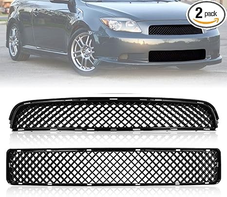 YLT AUTO Front Bumper Guard Grille Fit 2005-2010 for Scion Tc Smt10600 Honeycomb Front Air Intake Black Radiator Replacement Guard 2 Pieces Upper and Lower Grill Smt10600
