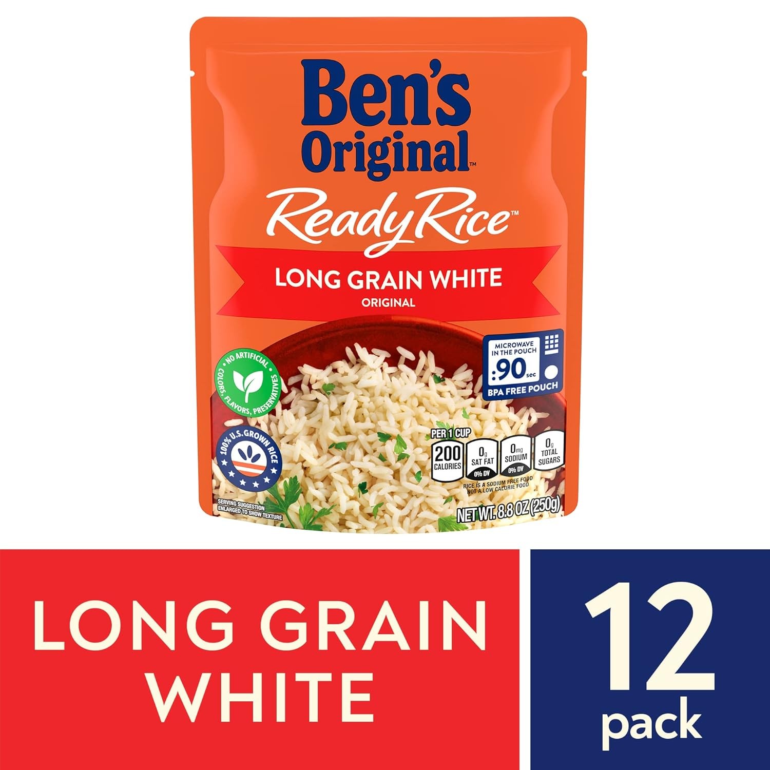 BEN'S ORIGINAL Ready Rice Original Long Grain White Rice, Easy Dinner Side, 8.8 oz Pouch (Pack of 12) thumbnail 4