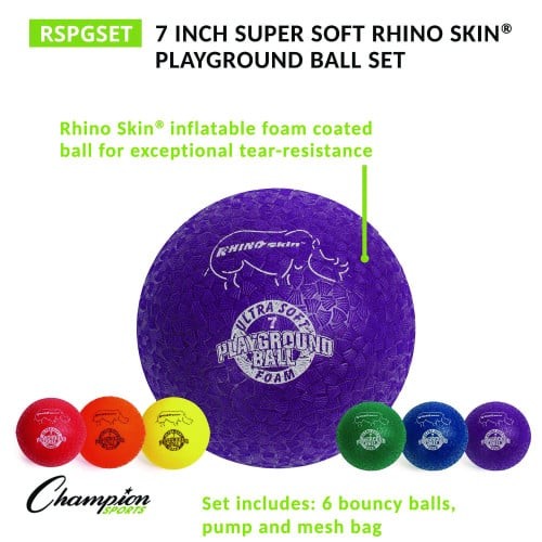 Champion Sports Rhino Soft Playground Ball Set, 8.5" Diameter, Assorted Colors, 6/Set (RSPGSET) thumbnail 2