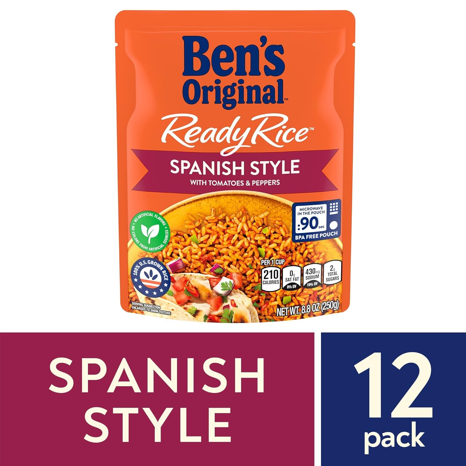 BEN'S ORIGINAL Ready Rice Spanish Style Flavored Rice, Easy Dinner Side, 8.8 OZ Pouch (Pack of 12) thumbnail 4