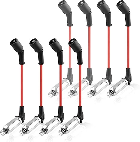 8PCS Spark Plug Wires Set Compatible with GMC Hummer Chevrolet Cadillac,Spark Plugs and Wires Replacement OEM#M8-48322,48322R,Premium Ignition Wire Set Car Accessories