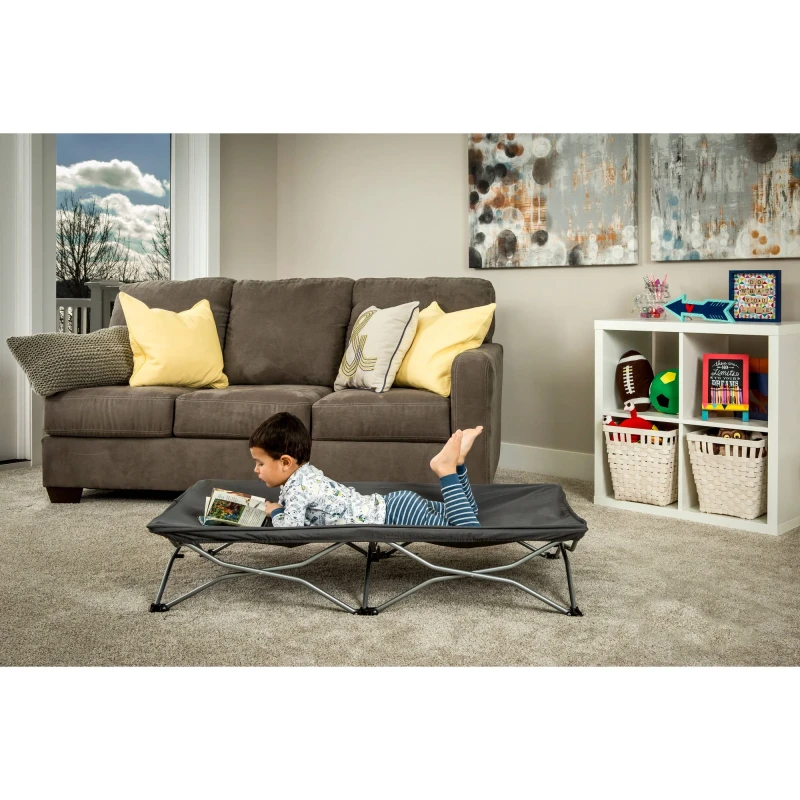 Regalo My CotÂ® Portable Toddler Bed, Gray, Includes Fitted Sheet