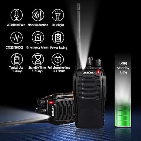 Walkie Talkies Rechargeable Long Range Two-Way Radios with Earpieces,2-Way Radios UHF Handheld Transceiver Walky Talky with Flashlight Li-ion Battery and Chargerï¼ˆ2 Packï¼‰ thumbnail 2
