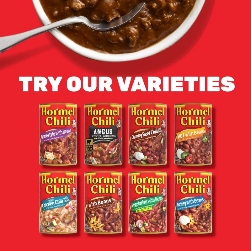HORMEL Chili, Beef and Pork, No Beans Canned Chili, No Artificial Ingredients, Shelf-Stable, 10.5 oz Steel Can thumbnail 2