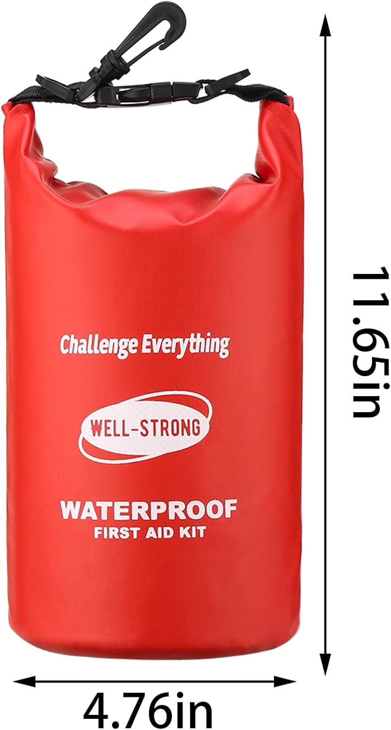 Emergency First Aid Kit for Boating & Marine Safety Waterproof Medical Supplies with Roll Top Design for Fishing, Kayaking Red thumbnail 7