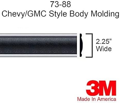 1973-1987 Chevy GMC Black Side Body Trim Molding C10, C20, C30, K10, K20, K30, V10, Suburban, Custom Deluxe, Silverado, Pickup Trucks - 2.25" Wide (Quarter Roll - 80") thumbnail 4