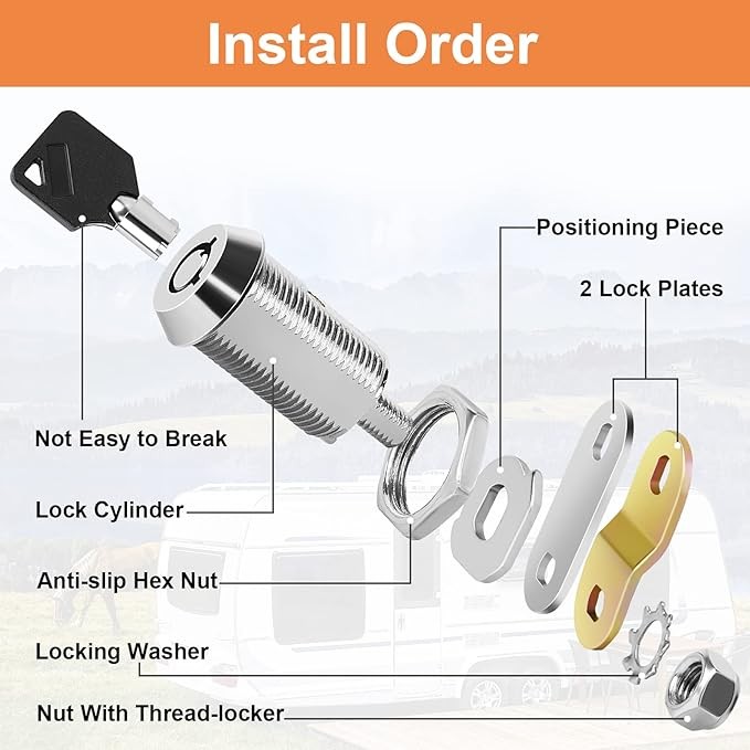 Cam Lock RV Locks for Storage Door 1inch RV Compartment 4PCS Keyed Alike,Trailer Replacement Set with Keys, Chrome Finish (4, 1 Inch) thumbnail 2