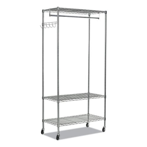 Alera Wire Shelving Garment Rack, 40 Garments, 48w x 18d x 75h, Silver (ALEGR364818SR)