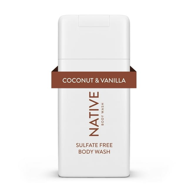 Native Body Wash, Sulfate Free, Coconut & Vanilla, for Women and Men, Travel Size 3 oz