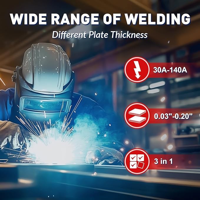 GZ GUOZHI 140A MIG Welder, 3 in 1 Welder FLUX MIG/ARC/Lift TIG Multi-Process Mig Welder, 110V Welding Machine, Welder Machine 110v Flux Core Welder with Welding Gun thumbnail 7