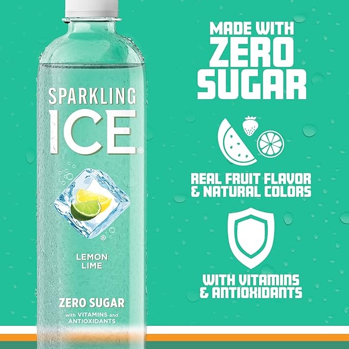 Sparkling Ice, Lemon Lime Sparkling Water, Zero Sugar Flavored Water, with Vitamins and Antioxidants, Low Calorie Beverage, 17 Fl Oz (Pack of 12) thumbnail 3