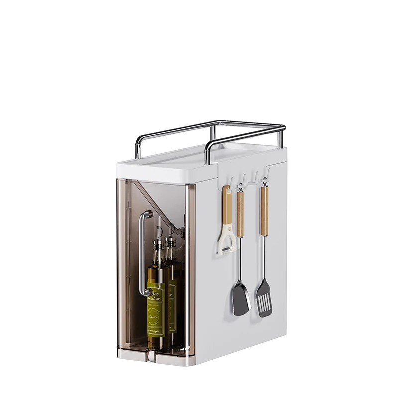 2 Layer Storage Shelf Kitchen Utensil Rack Pull-Out Kitchen Spice Rack Narrow Countertop Organizer Spice Sauce Storage Shelf thumbnail 3