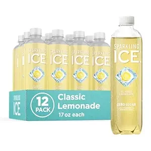 Sparkling Ice, Classic Lemonade Sparkling Water, Zero Sugar Flavored Water, with Vitamins and Antioxidants, Low Calorie Beverage, 17 oz Bottles (Pack of 12)