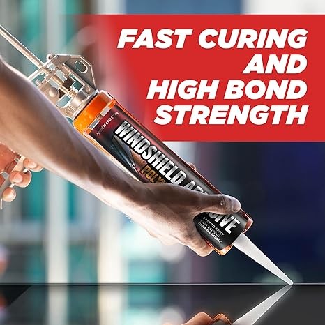 Polyurethane Windshield Adhesive - Quick Curing & Weather Resistant Auto Glass Adhesive, Vertical & Overhead Application, Windshield Repair Kit with Gloves, Applicator Tip & Cartridge - 310ml Black thumbnail 2