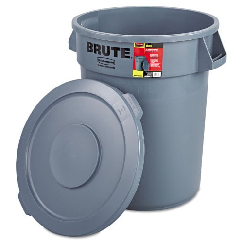 Rubbermaid Commercial Brute Container with Lid, 32 gal, Plastic, Gray (863292GRA) thumbnail 2