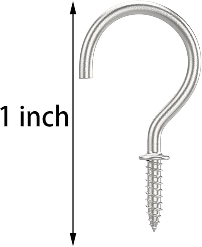 1 Inch Metal Cup Hooks Ceiling Screw Hooks 100 Pcs for Attachment and Suspension, Silver thumbnail 5
