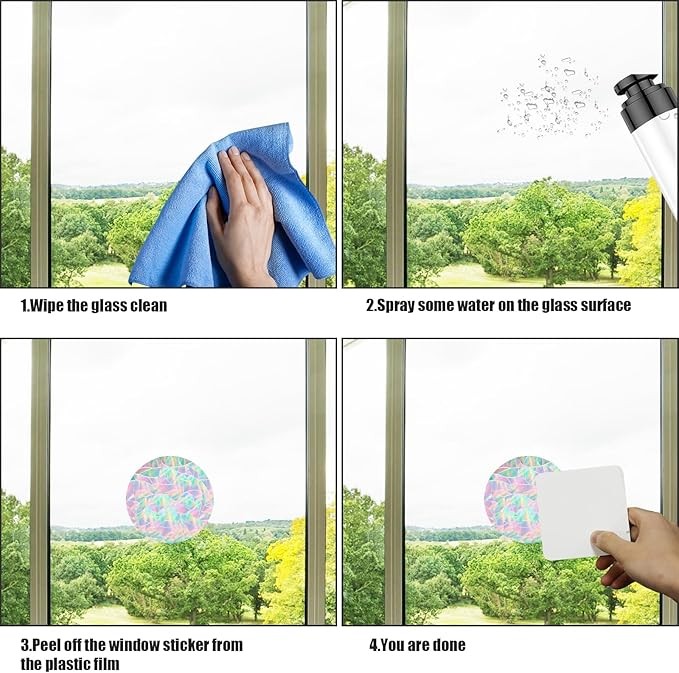 52PCS Anti-Collision Window Stickers for Birds, Window Strike Prevention Stickers Rainbow Alert Decals Clings to Prevent Bird Strikes, Prism for Sticker to Protect Birds Against Glass thumbnail 2