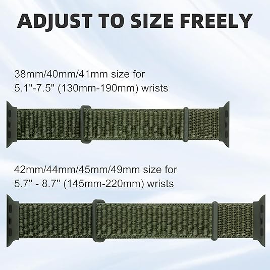 Sport Loop Band Compatible with Apple Watch Bands for Men 44mm 46mm 45mm 49mm 42mm 38mm 40mm 41mm Women,Stretch Adjustable Braided Nylon Straps for iWatch Series 10/9/8/7/6/5/4/3/2/1/SE/Ultra thumbnail 3