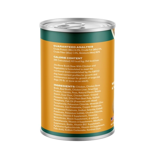 Jinx Bone Broth Stew Grain-Free Chicken & Vegetables Wet Dog Food, 13 oz Can thumbnail 3